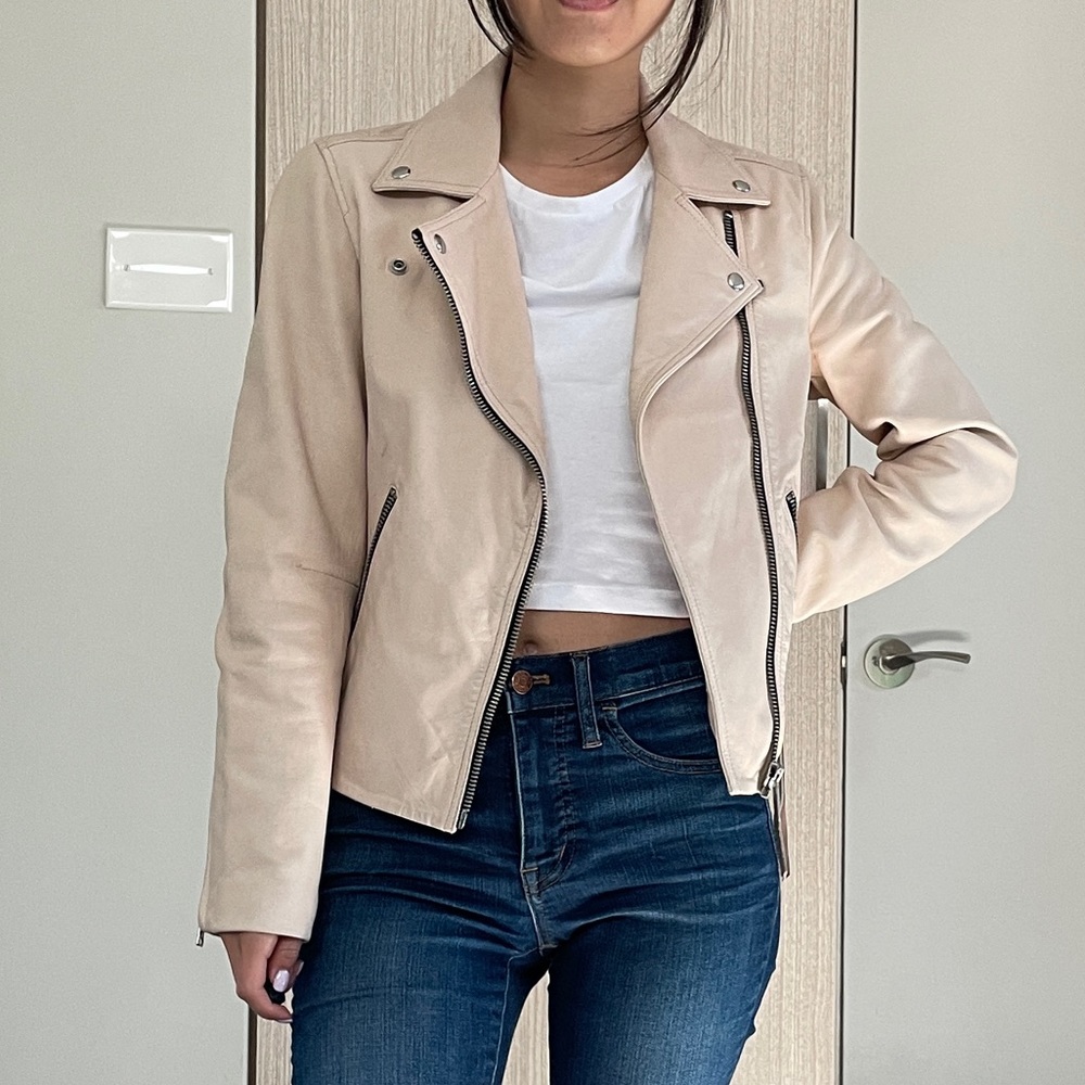 AllSaints Pink Dalby Leather Jacket